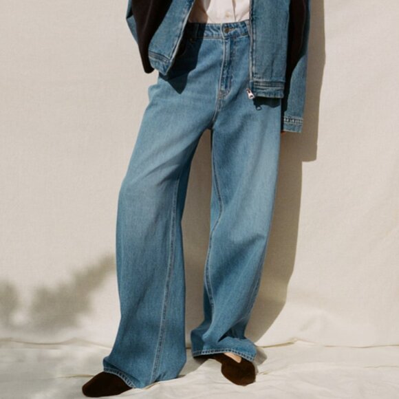 H&M Wide Leg Relaxed Fit Jeans, Light Denim US0 EU 32 NWT - Picture 1 of 9